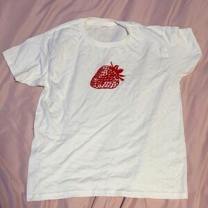 White T-Shirt with Red Strawberry Design